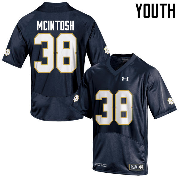 Youth #38 Deon McIntosh Notre Dame Fighting Irish College Football Jerseys-Navy Blue